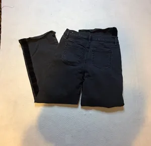 LOFT High Rise Side Stripe Velvet Wide Leg Jeans in Black thumbnail 6