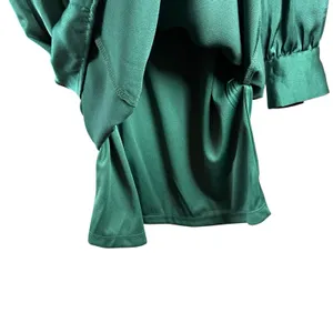 She + Sky‎ Donna Satin Mini Dress Emerald Green Collared Long Sleeve NWT Size S thumbnail 11