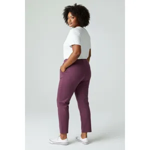 Athletic Works Womens Pants Sz 1X 16W-18W Purple (Maroon) Fleece Stretch Casual thumbnail 3