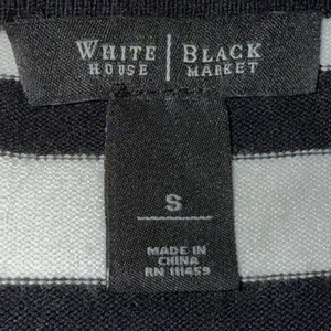 WHITE HOUSE‎ BLACK MARKET Black/White Striped Snap Front 3/4 Sleeve Cardigan S thumbnail 6