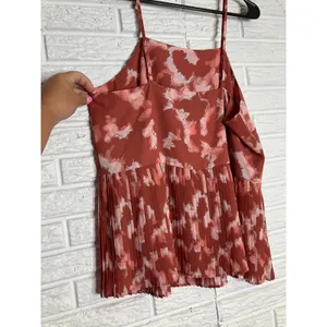 Nine‎ West Camisole Top Womens Medium Orange Excellent Pleated Peplum Abstract thumbnail 4