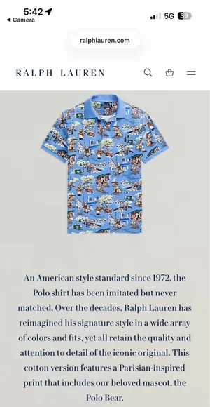 Polo Ralph Lauren Polo Bear Paris All-Over Print Mesh Polo Shirt - Men's Size M thumbnail 6
