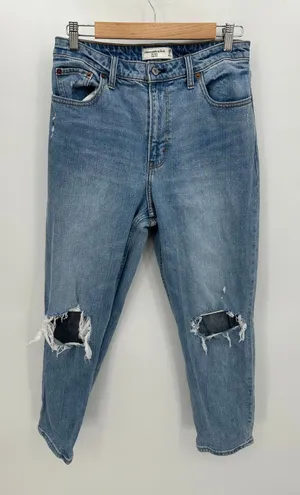 Abercrombie & Fitch The Mom High Rise Jeans Women 8R‎ Distressed Curve Love Blue thumbnail 1