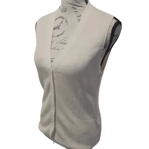 J. Crew NEW Cashmere silk blend‎ sweater shell Cream Ribbed Sleeveless Size L thumbnail 3