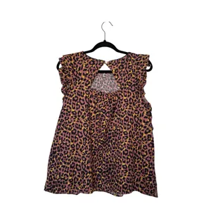 LOFT‎ Large Leopard Print Cutout Back Ruffe Top Y2K Glam Indie Sleaze thumbnail 5