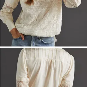 Anthropologie Tiny Elegant Cream Lace Women's Blouse thumbnail 3