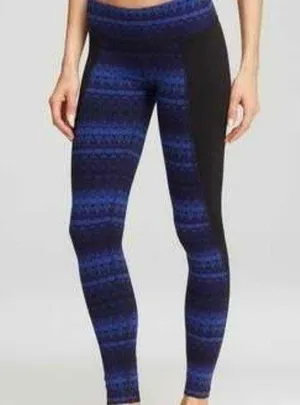 ALO Yoga Illusion 3 Tribal print leggings Arctic Royalty‎ Blue Black Pant size M thumbnail 2