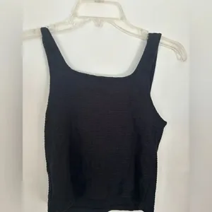 American Eagle Outfitters Ribbed Ruched Tank Top Black Size XL thumbnail 8