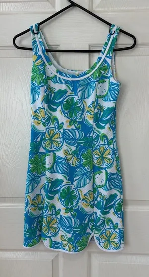 Lilly Pulitzer Blue Citrus Print Shift Sleeveless Resort Dress Lola XS thumbnail 1