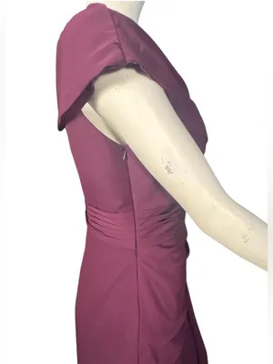 KMQSY V-Neck Ruched Evening Gown with High Leg Slit Plum Size 10 NWT thumbnail 7