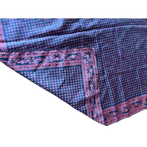 70's vintage geometric foulard square neck scarf bandana silk navy red wrap thumbnail 4
