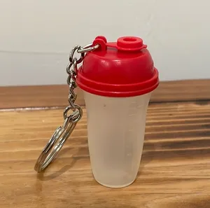 Vintage Tupperware Mini Key Chain Quick Shake Cup Tumbler Lid Pill Container Red thumbnail 1