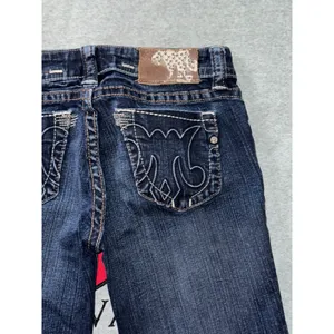 MEK Denim Jean Pant Women's Moscow Slim Boot Distressed Blue Dark Wash Size 27 thumbnail 8