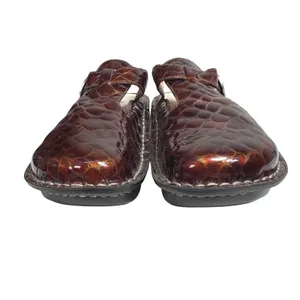 Alegria Dayna Clogs Brown Croc Embossed Leather Slip On Mules Size 37 Comfort thumbnail 4