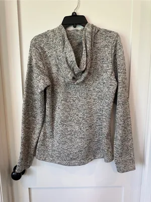 Columbia Gray Marled Button-Front Turtleneck hoodie Sweater thumbnail 2