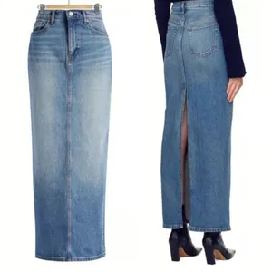 NWT Reformation Daria Ultra High Rise Denim Maxi Skirt in Merritt thumbnail 4