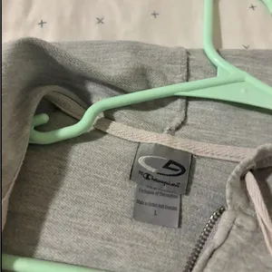 Champion Women's Light Gray Zip-Up Hoodie thumbnail 2