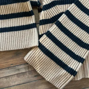 Simkhai Cashmere Wool Adrienne Striped Button Turtleneck Brown Sweater thumbnail 12