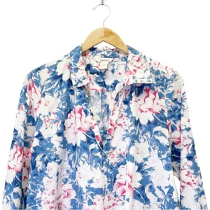 Sundance Top Watercolor Floral Cotton Tunic Pink Blue White Women's Size Medium thumbnail 5