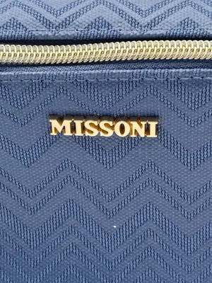 Missoni Small Travel Cosmetic Pouch Delta One Collection Toiletry Bag Blue Gold thumbnail 2