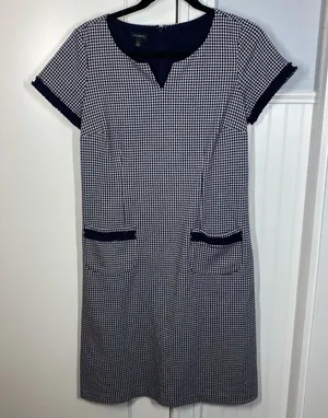 Talbots Houndstooth Ponte‎ Dress Preppy Old Money Academia Classic size 6 office thumbnail 1