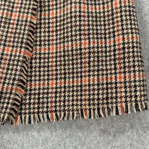 Urban Outfitters Plaid Wrap Mini Skirt Size Medium Brown/Orange Fringe Button thumbnail 3