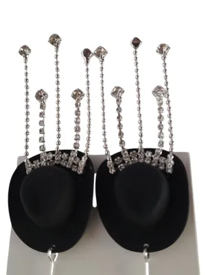 Cowboy Hat Crystal Rhinestone Dangle Earrings  thumbnail 4