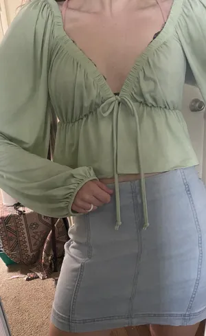 Lulus Blue Blush Open Front Blouse thumbnail 1