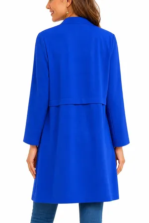 Bar III Blue Open Front Long Blazer Coat Women’s Size M Lightweight thumbnail 4