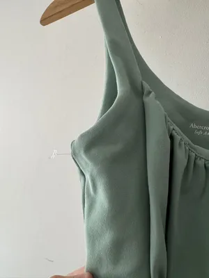 Abercrombie & Fitch Soft‎ A&F Ruched Sage Green Bodysuit thumbnail 3