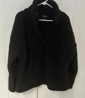 Zenana Black Fleece Pullover Quarter Zip thumbnail 1