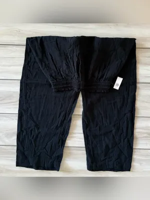 Old Navy High-Waisted Crinkle Gauze Barrel Ankle Pants Black XS NWT thumbnail 8
