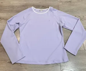 So Sporty Lavender Pullover‎ Long Sleeve Top Women Medium M Made in USA thumbnail 1