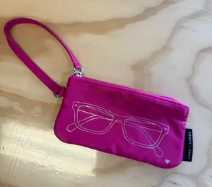 Hard Candy Hot Pink Glasses Wristlet Pouch Rainbow Stripe Lining Zip Case OS thumbnail 1
