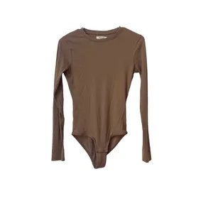 Madewell Ribbed Crewneck Full-Coverage Bodysuit Brown Size S thumbnail 2