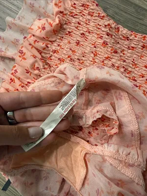 Anthropologie Smocked Ruffle Cami & Short/Brief Set - Pink Floral size small thumbnail 9