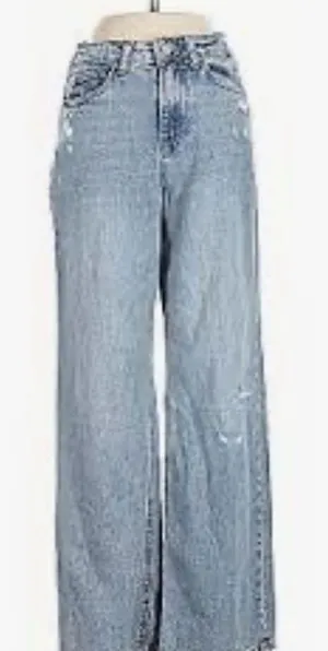 Sincerely Jules Jeans Juniors 5/27 Blue High Rise Wide Leg Distressed SJ28577AZW thumbnail 1