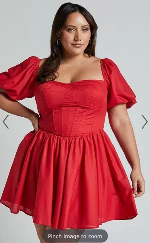 Souza Mini Showpo Dress Fit & Flare Puff Sleeve Corset thumbnail 1