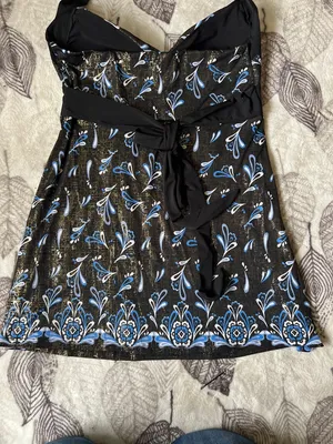 Y2k vintage blusón Black Halter Neck Print Dress with Blue Accents thumbnail 10
