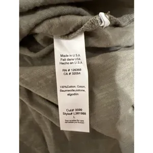 Left Of Center Olive Green Tunic T Shirt V Neck Round Raw Hem Cotton USA Boho thumbnail 5
