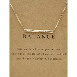 Boutique NEW Balance Bar Necklace Gold Minimalist‎ Pendant Delicate Chain Jewelry Gift thumbnail 2