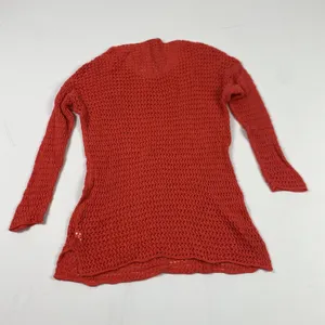 Gap Sweater Womens Medium Red Linen Cotton Open Knit Pullover Lightweight Sheer thumbnail 6