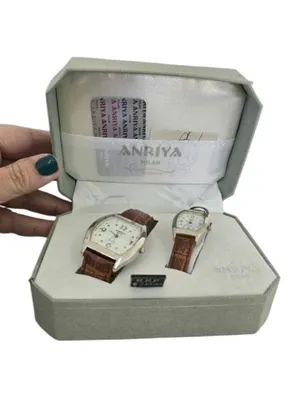 Anriya Milan Mens Womens Matching Watch Set Brown Leather Bands Vintage thumbnail 2