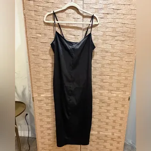 AFRM Revolve Katica Satin Midi Dress In Noir Elegant Black Satin Slip Dress M thumbnail 2