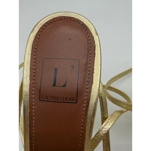 L'Autre‎ Chose Strappy Sandals Womens 36 Gold Metallic Leather Square Toe Italy thumbnail 2