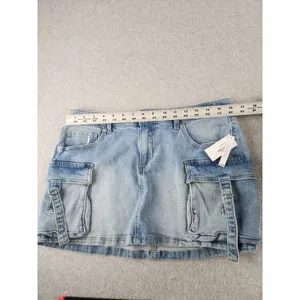 NWT RSQ TILLY'S DENIM JEAN Micro MINI SKIRT Pocket‎ Buckles Faded Wash Stretch thumbnail 8