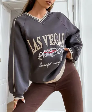 Las Vegas v neck sweatshirt Gray Size M thumbnail 1
