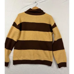 Cicy Bell Striped Full Zip Sweater Women S Yellow Brown Colorblock Knit thumbnail 3