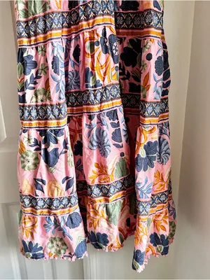 Farm Rio Seashell Tapestry Sleeveless Pink Floral Tie-Shoulder Maxi Dress thumbnail 11