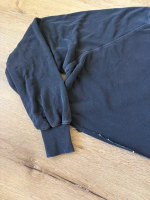 Double Zero Black Cropped Crewneck Sweatshirt thumbnail 3